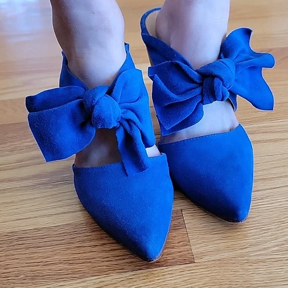 Ulla Johnson Royal Blue Heels with Bow Accent - Picture 13 of 16